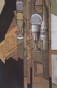 Juan Gris Glasses Newspaper and a Bottle of Wine (nn03)